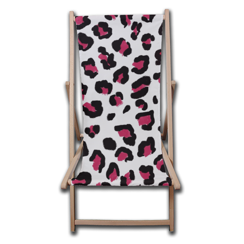 Red leopard print - canvas deck chair by Cheryl Boland