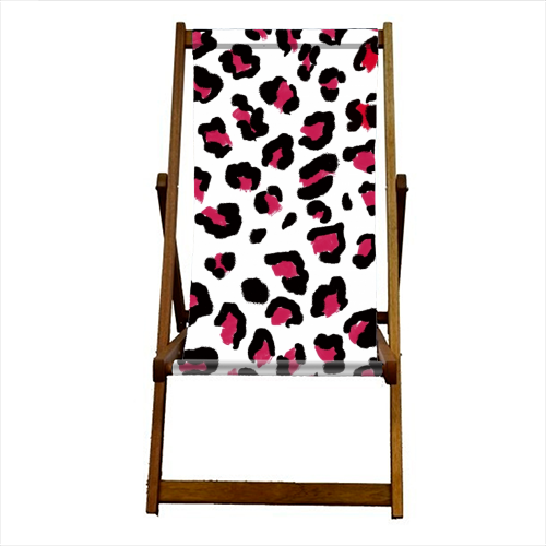 Red leopard print - canvas deck chair by Cheryl Boland