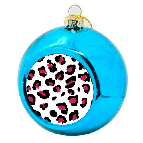 Red leopard print - colourful christmas bauble by Cheryl Boland