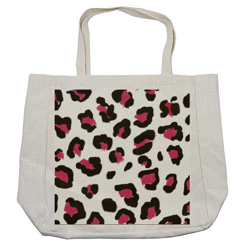 Red leopard print - cool beach bag by Cheryl Boland
