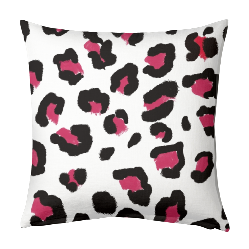 Red leopard print - designed cushion by Cheryl Boland