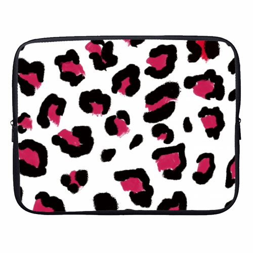 Red leopard print - designer laptop sleeve by Cheryl Boland