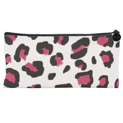 Red leopard print - flat pencil case by Cheryl Boland