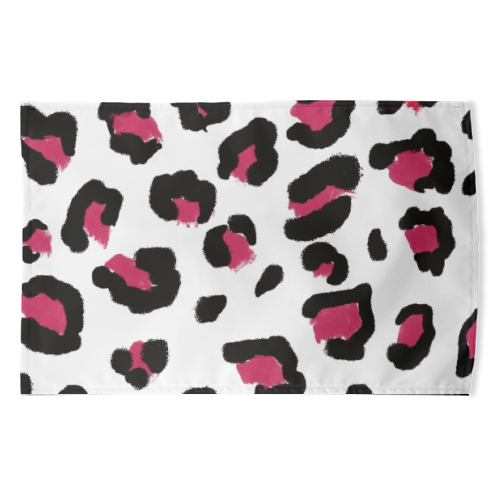 Red leopard print - funny tea towel by Cheryl Boland