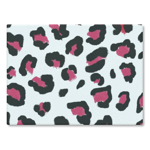 Red leopard print - glass chopping board by Cheryl Boland