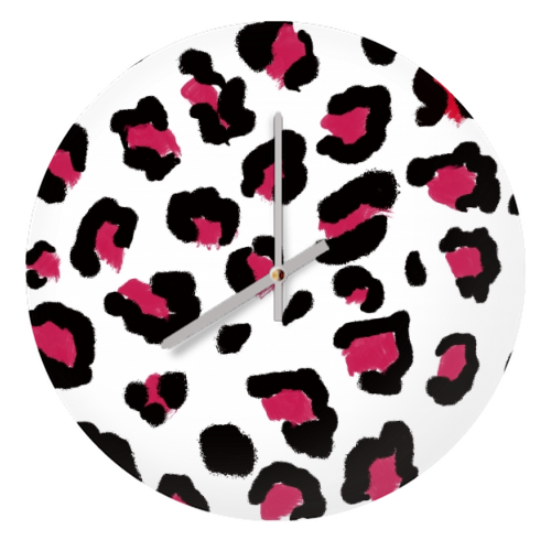 Red leopard print - quirky wall clock by Cheryl Boland