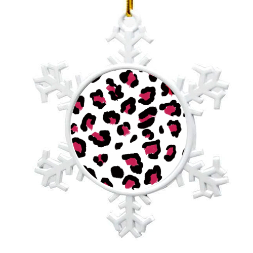 Red leopard print - snowflake decoration by Cheryl Boland