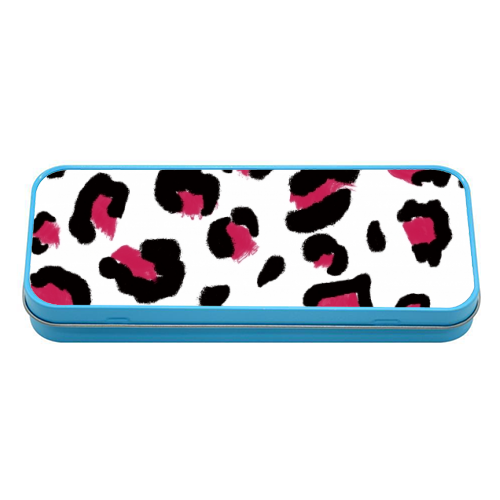 Red leopard print - tin pencil case by Cheryl Boland