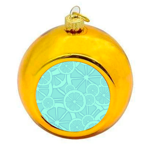 Blue fruit slices - colourful christmas bauble by Cheryl Boland