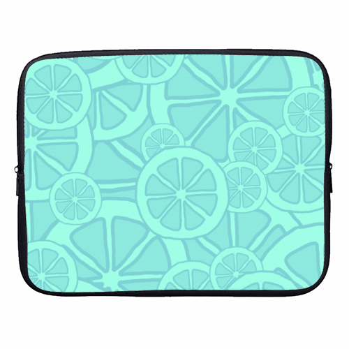 Blue fruit slices - designer laptop sleeve by Cheryl Boland