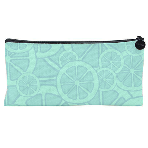 Blue fruit slices - flat pencil case by Cheryl Boland