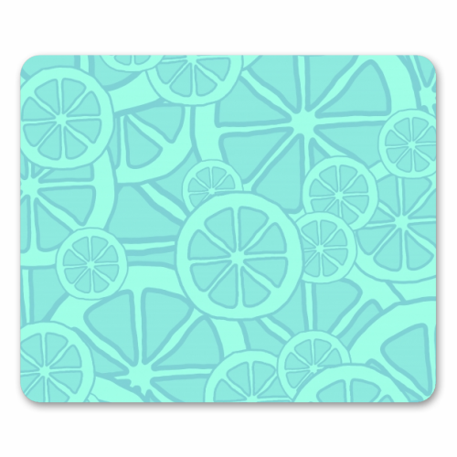 Blue fruit slices - funny mouse mat by Cheryl Boland