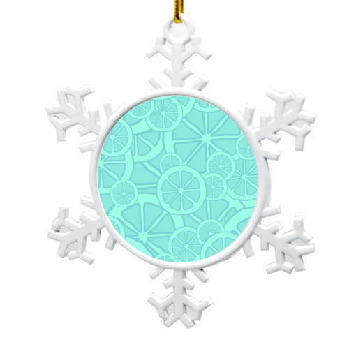 Blue fruit slices - snowflake decoration by Cheryl Boland