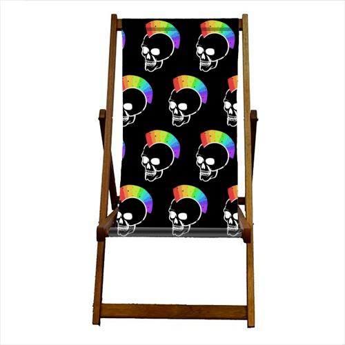 Rainbow Skulls - canvas deck chair by Alice Palazon