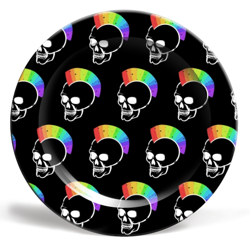 Rainbow Skulls - ceramic dinner plate by Alice Palazon