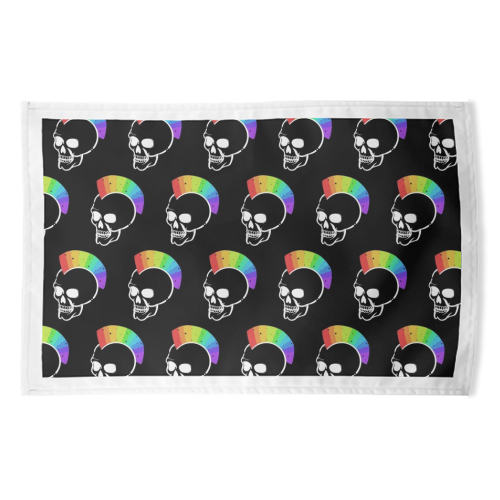 Rainbow Skulls - funny tea towel by Alice Palazon
