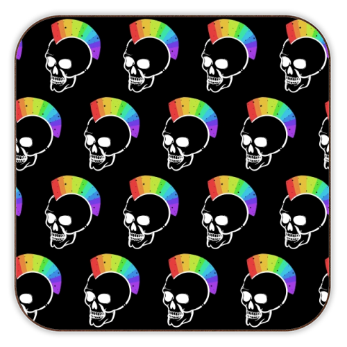 Rainbow Skulls - personalised beer coaster by Alice Palazon