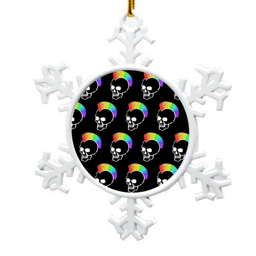 Rainbow Skulls - snowflake decoration by Alice Palazon