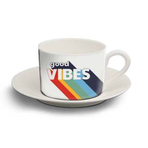 GOOD VIBES - personalised cup and saucer by Ania Wieclaw