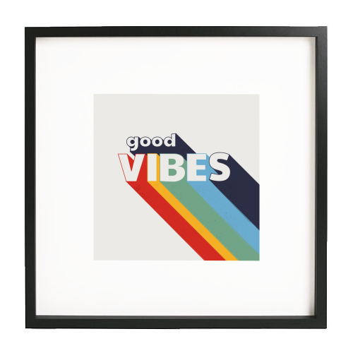 GOOD VIBES - white/black framed print by Ania Wieclaw