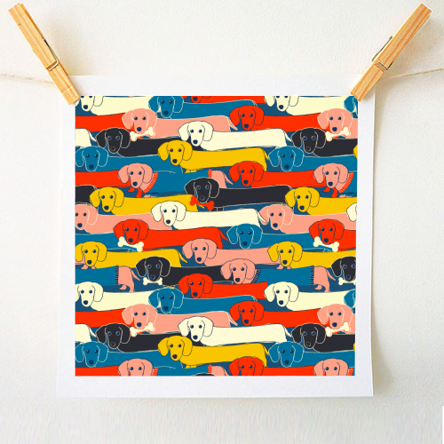 Long dog pattern - A1 - A4 art print by Ania Wieclaw