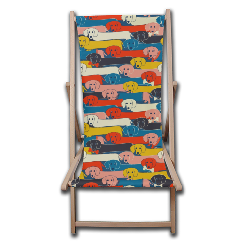 Long dog pattern - canvas deck chair by Ania Wieclaw