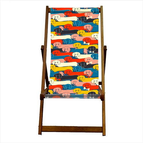 Long dog pattern - canvas deck chair by Ania Wieclaw