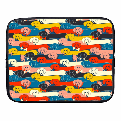 Long dog pattern - designer laptop sleeve by Ania Wieclaw