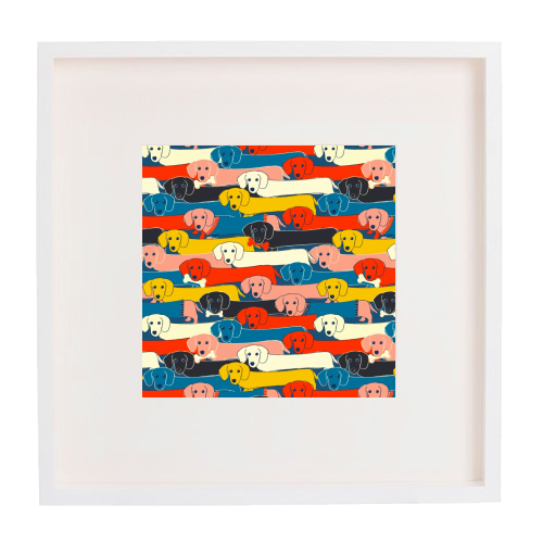 Long dog pattern - framed poster print by Ania Wieclaw