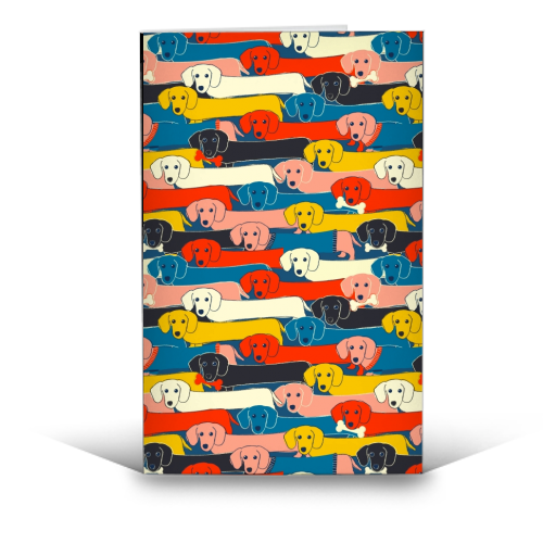 Long dog pattern - funny greeting card by Ania Wieclaw