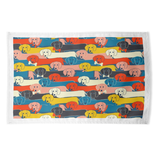 Long dog pattern - funny tea towel by Ania Wieclaw