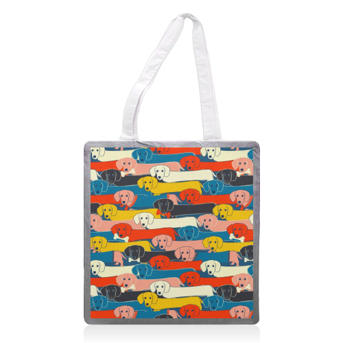 Long dog pattern - printed tote bag by Ania Wieclaw
