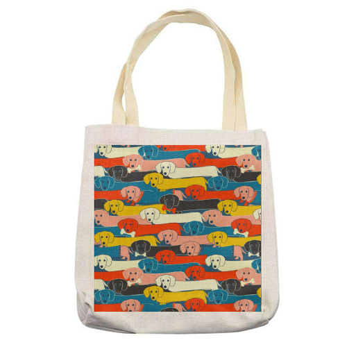 Long dog pattern - printed tote bag by Ania Wieclaw