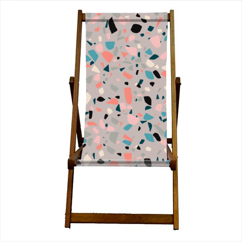 Terrazzo grey background - canvas deck chair by Cheryl Boland
