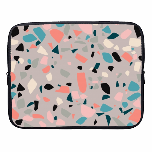 Terrazzo grey background - designer laptop sleeve by Cheryl Boland