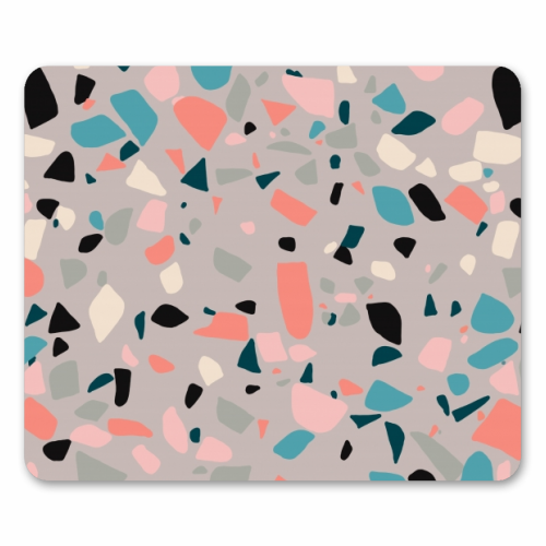 Terrazzo grey background - funny mouse mat by Cheryl Boland