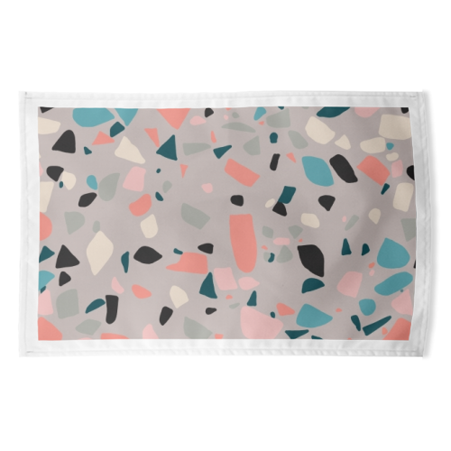 Terrazzo grey background - funny tea towel by Cheryl Boland