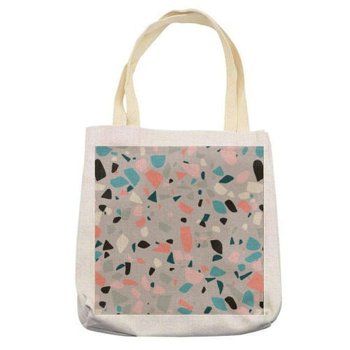Terrazzo grey background - printed tote bag by Cheryl Boland