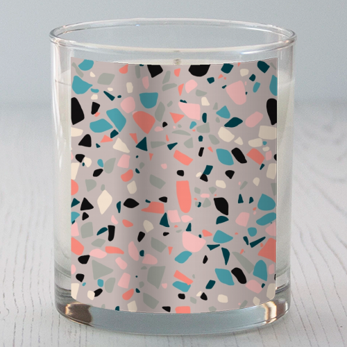 Terrazzo grey background - scented candle by Cheryl Boland