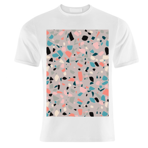 Terrazzo grey background - unique t shirt by Cheryl Boland