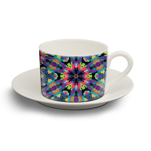 Kaleidoscope Flower - personalised cup and saucer by Fimbis