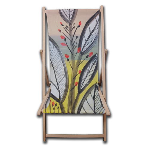 Mod Leaf print - canvas deck chair by deborah Withey