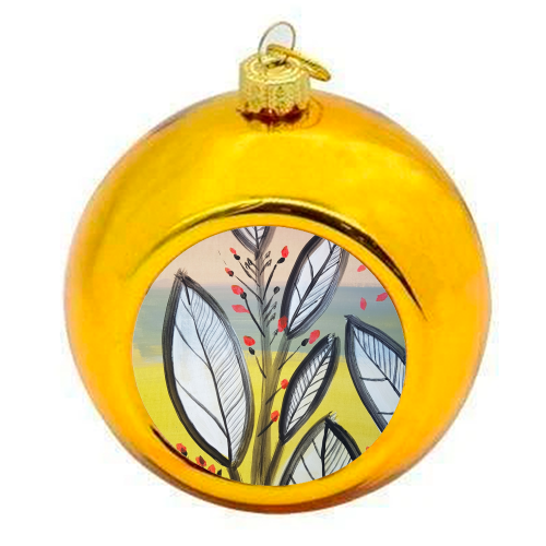 Mod Leaf print - colourful christmas bauble by deborah Withey