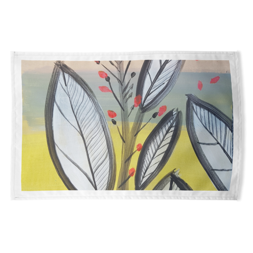 Mod Leaf print - funny tea towel by deborah Withey