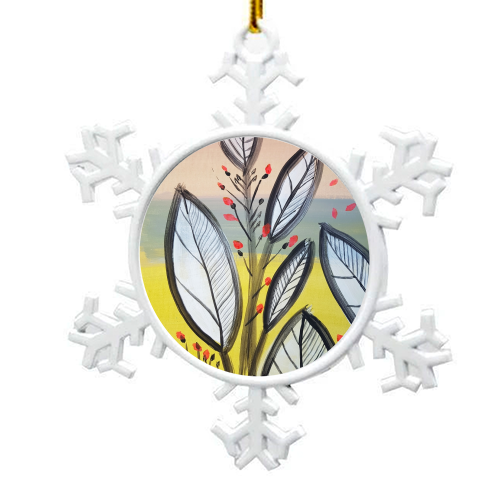 Mod Leaf print - snowflake decoration by deborah Withey