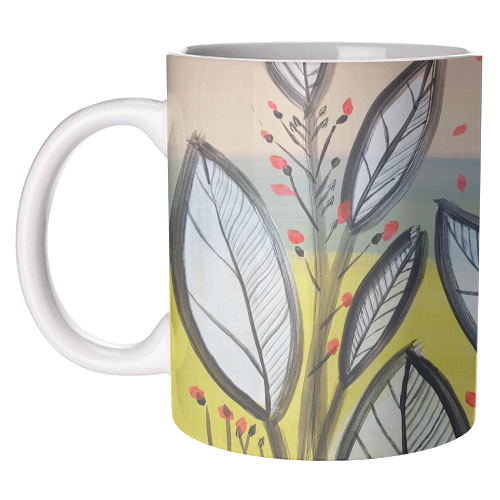 Mod Leaf print - unique mug by deborah Withey