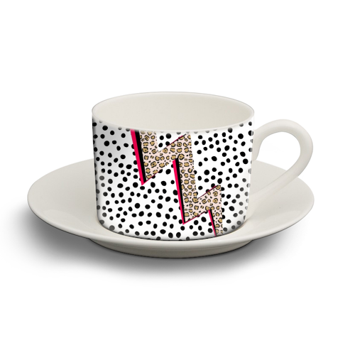 Polka Dot Lightning - personalised cup and saucer by The 13 Prints