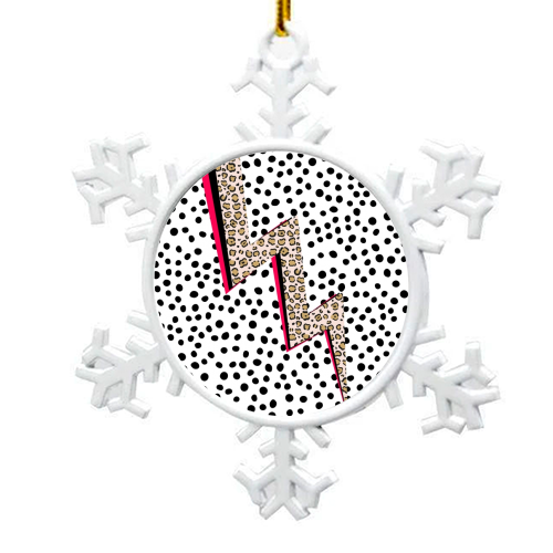 Polka Dot Lightning - snowflake decoration by The 13 Prints