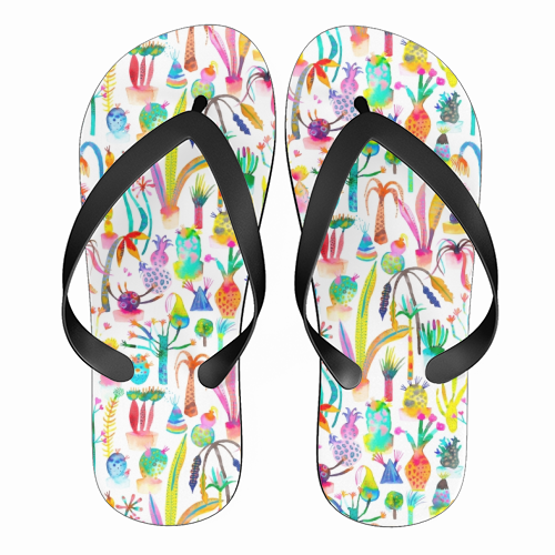 Watercolor Lush Garden - funny flip flops by Ninola Design