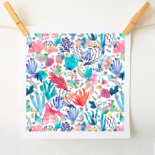 Watercolor Coral Reef - A1 - A4 art print by Ninola Design
